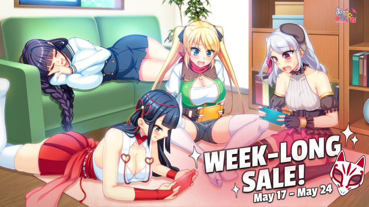 KaguraGames's tweet photo. ✨ Week-Long Sale Giveaway! ✨

We're giving our fans a chance to win random games during our Week-Long Sale and you can find up to 60% off on our games for a limited time!

① Follow us! (@KaguraGames) 
② RT this tweet! 
③ Enter the giveaway at https://t.co/3gAZiS1ZMX https://t.co/ekA5mCGOBw