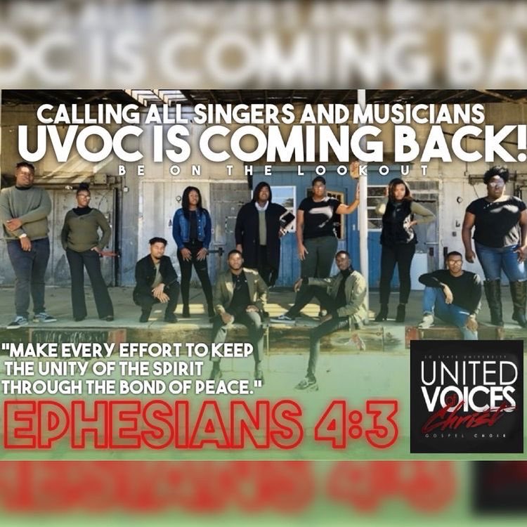 scstatesga's tweet photo. Did you Miss Us‼️
Come Join SC State University UNITED VOICES OF CHRIST (UVOC)🚨🚨🚨Calling All Musicians And Singers! 
More Information coming up soon if you have any questions Inbox us
SEE YOU IN THE FALL!!! https://t.co/rJVDPOMVJP