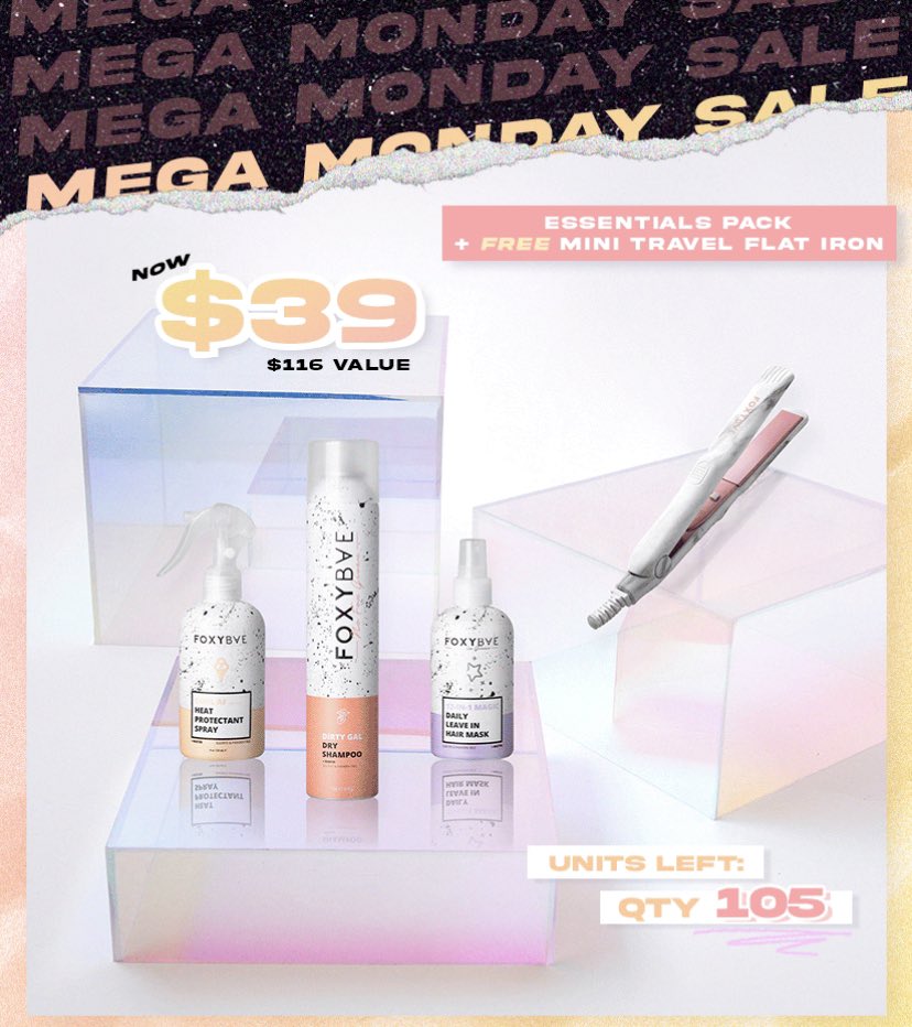 TheGanjaLordt's tweet image. ‼️MEGA MONDAY SALE‼️

- heat protectant spray
- dirty girl dry shampoo
- daily leave in hair mask
&amp;amp; get a FREE travel flat iron.

All for $39! 🤗

Shop here:💖  foxybae.com/collections/li…  #foxybae