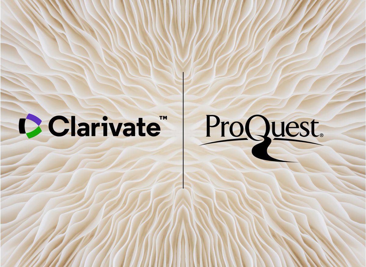 ProQuest's tweet photo. We’re proud to announce that @ProQuest is to join @Clarivate, whose portfolio includes some of the world’s most trusted brands across the innovation lifecycle. https://t.co/RuXsyk1YL9
 
#ProQuesttoJoinClarivate https://t.co/KMEZpAs4Lc