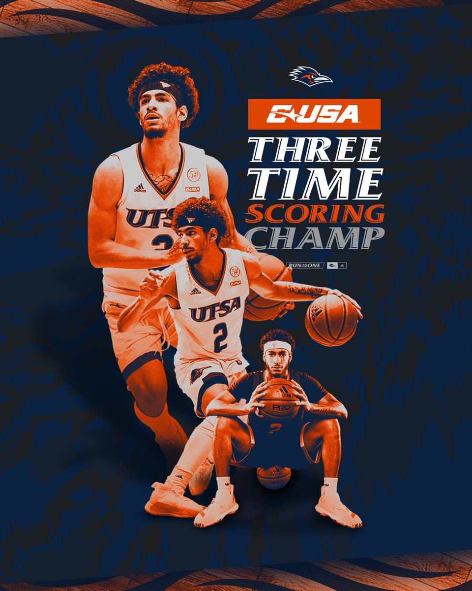 UTSAMBB's tweet photo. Congrats @jhivvans, the first player in @ConferenceUSA history to win scoring titles in three seasons!

#BirdsUp 🤙  | #RunWithUs https://t.co/TdrvPX3Cpa
