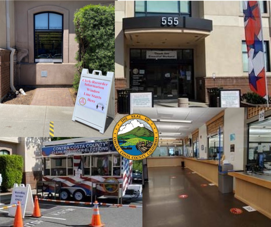 CCClerkRecorder's tweet image. New on Monday, May 17, 2021, The Contra Costa Clerk-Recorder Division is pleased to announce the addition of a walkup service window for customers wanting in-person Clerk-Recorder services. Come to the service window to be placed in the queue for assistance.  #openforservice ...