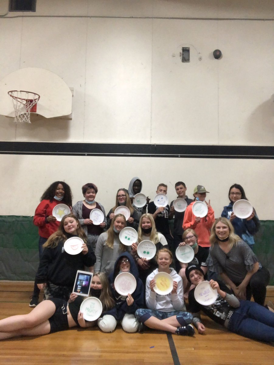 The 7th and 8th graders are showing off their Paper Plate awards they received today!
