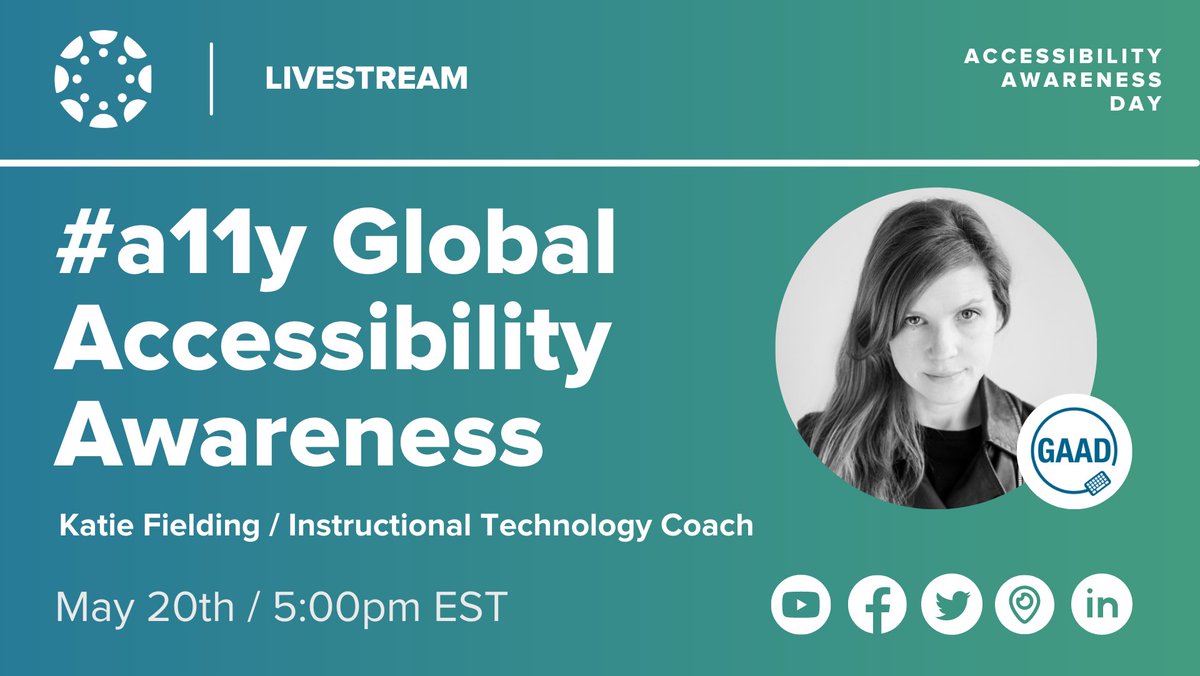 Katie Fielding (@katief) on Twitter photo Excited to be part of a @CanvasLMS live stream on Thursday at 5pm EST for Global Accessibility Awareness day.  Join me as I chat with <a href="/smallindiana/">eddie small</a> at 5pm.  youtu.be/E0i00smLPZo #canvasfam Excited to be part of a @CanvasLMS live stream on Thursday at 5pm EST for Global Accessibility Awareness day.  Join me as I chat with <a href="/smallindiana/">eddie small</a> at 5pm.  youtu.be/E0i00smLPZo #canvasfam