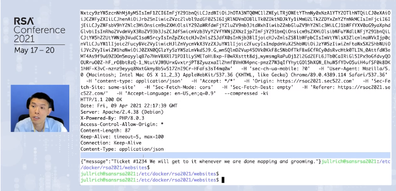 <a href="/jasonlam_sec/">Jason Lam</a> rocking his API attack skills ... I hope I can keep up with defending. @rsaconference #rsac #rsac2021