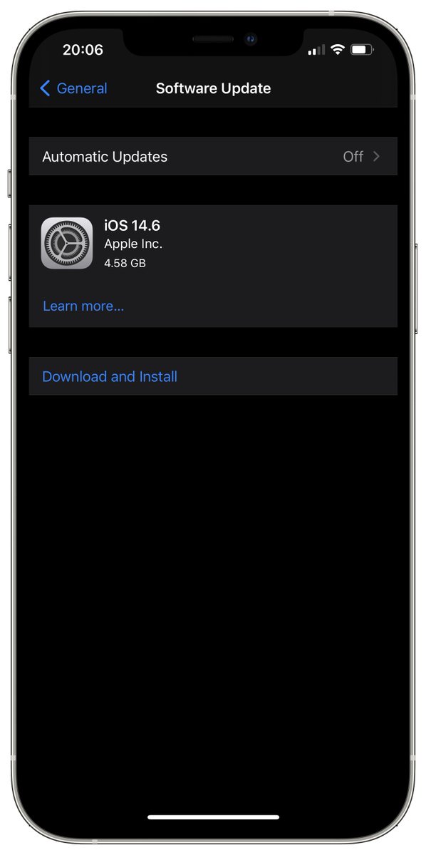 iSWUpdates's tweet photo. iOS 14.6 Release Candidate (TBC) has been released for registered developers. #iOS146 #RC #iOS146RC https://t.co/8j9sGgDCZW