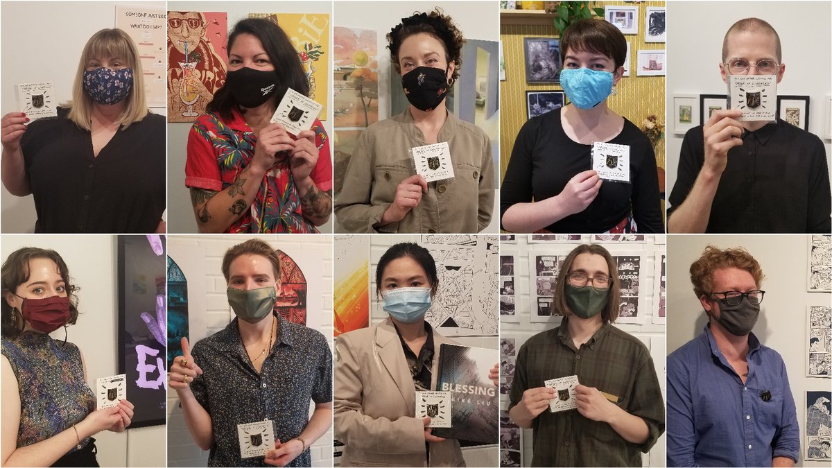 samfox_MFA_IVC's tweet image. Just a bunch of illustrators after their MFA thesis defense last week! Newest (and FIRST) members of the ⚡Order of Lightning⚡

Many thanks to our thesis defense guest critics @zamorastl @ChereeBerry @mattkindt Sacha Mardou !