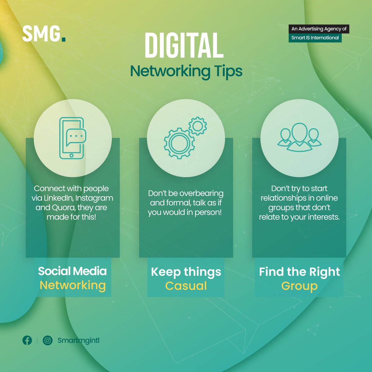 smartmgintl's tweet photo. Networking has always been a one on one interaction, but with the pandemic having to keep social distancing made that difficult. Businesses and organizations had to find interactive ways to build a digital network.
#DigitalNetworking #Networking #NetworkingOppurtunities https://t.co/AW0pcKrfMD