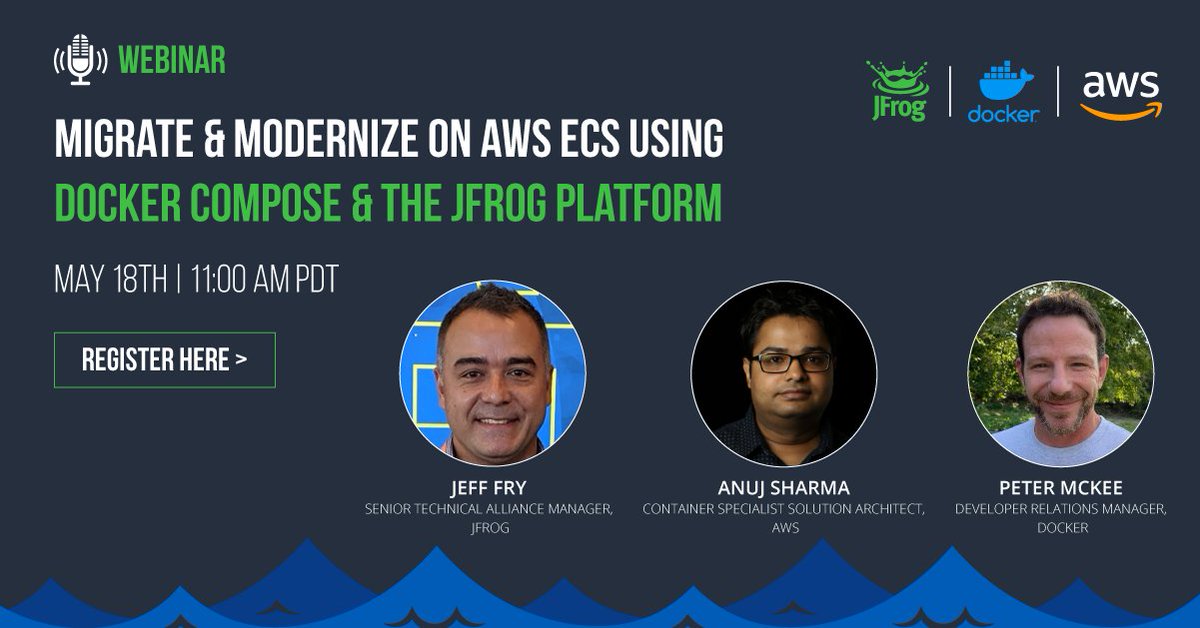 Join Peter McKee <a href="/pmckee/">Peter McKee</a>, <a href="/Docker/">Docker</a>; <a href="/anujsharma5/">Anuj Sharma</a>, <a href="/AWS/">Amazon Web Services</a>; and @jefferyfry, #JFrog as they demonstrate how to manage releases from code to edge with the JFrog Platform and Docker Compose on AWS ECS.  jfrog.co/3uVajZw  #Docker #Cloud
