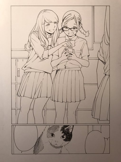 消しゴムかけるとこんな感じ。定期的にネコ描いてる気がする。 