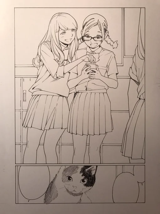 消しゴムかけるとこんな感じ。定期的にネコ描いてる気がする。 