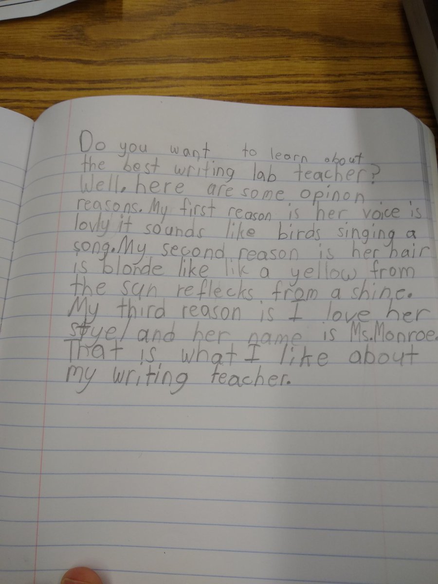 allisontmonroe's tweet photo. When 1st graders free write about you. I have the best job!#rocketswrite @VaughanRockets https://t.co/HzJBx23t63