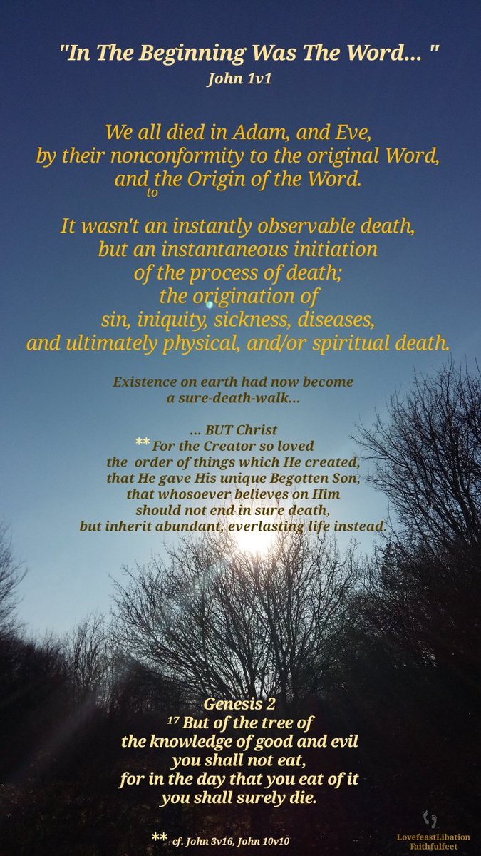RobynGreenfflfl's tweet image. &quot;In The #Beginning Was The #Word...
#John1v1

#origination #causation

#Nonconformity to the #Original Word is a #suredeath #walk; #seconddeath
#Genesis 2v17

#But #Christ...
#John3v16 #John10v10

#LovefeastLibation
#FaithfulFeet 👣