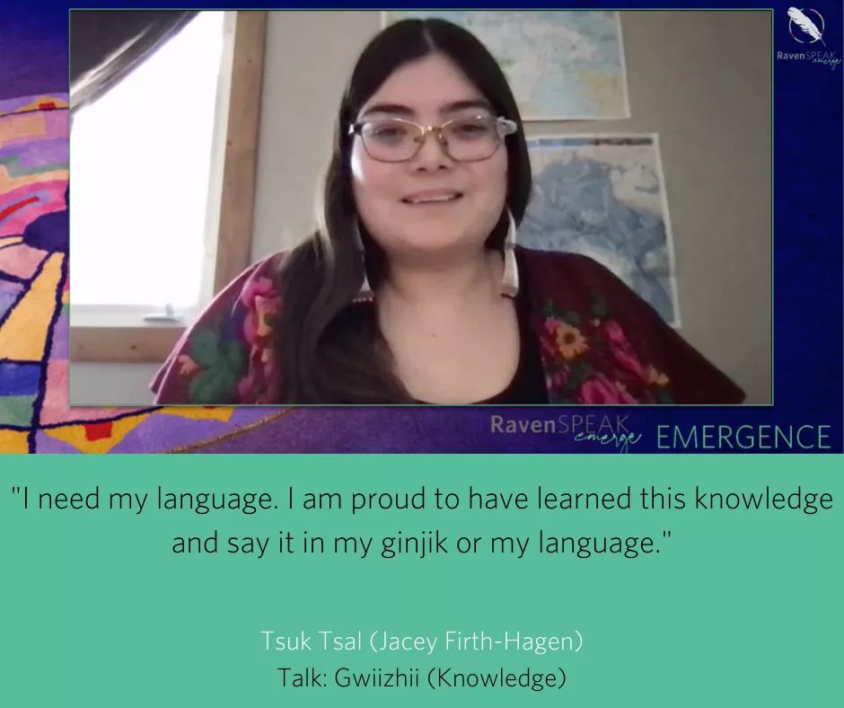 SpeakGwichin's tweet photo. Mahsi cho @theraveninstitute RavenSPEAKemerge program. Such a good program and experience. Mahsi for my work with @waycwaycwayc being so accomodating
#Gwichin
#GwichinLanguage
#LanguageRevitalization
#IndigenousLanguages
#Indigenous
#NorthwestTerritories
#Yukon
#Alaska https://t.co/9374wPywtf