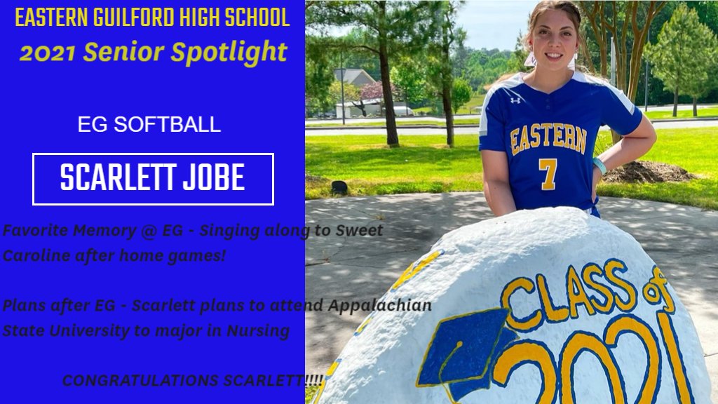 EG 2021 Senior Spotlight
Scarlett Jobe

Congratulations Scarlett!
- EG Athletic Boosters