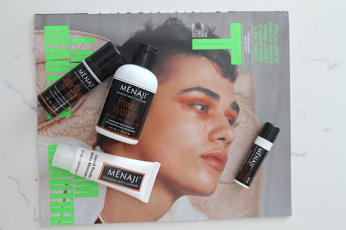 This Sunday's @thenewyorktimes style magazine supplement on skincare was spot on. MËNAJI’s been a pioneer in men’s makeup and skincare for 20+ years to conceal, correct, protect. Make more room on that medicine shelf for products geared to a man's grooming needs!

#mensmakeup