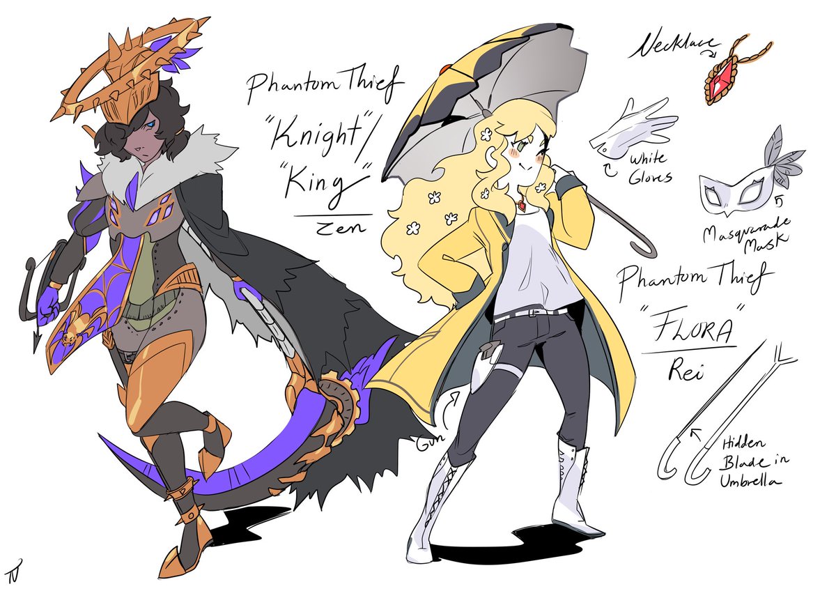 GrandAlterTF's tweet photo. Concept art drawn by @NemiruTami of Zen and Rei being in Phantom Thief outfits. https://t.co/jVo5FgQZCx