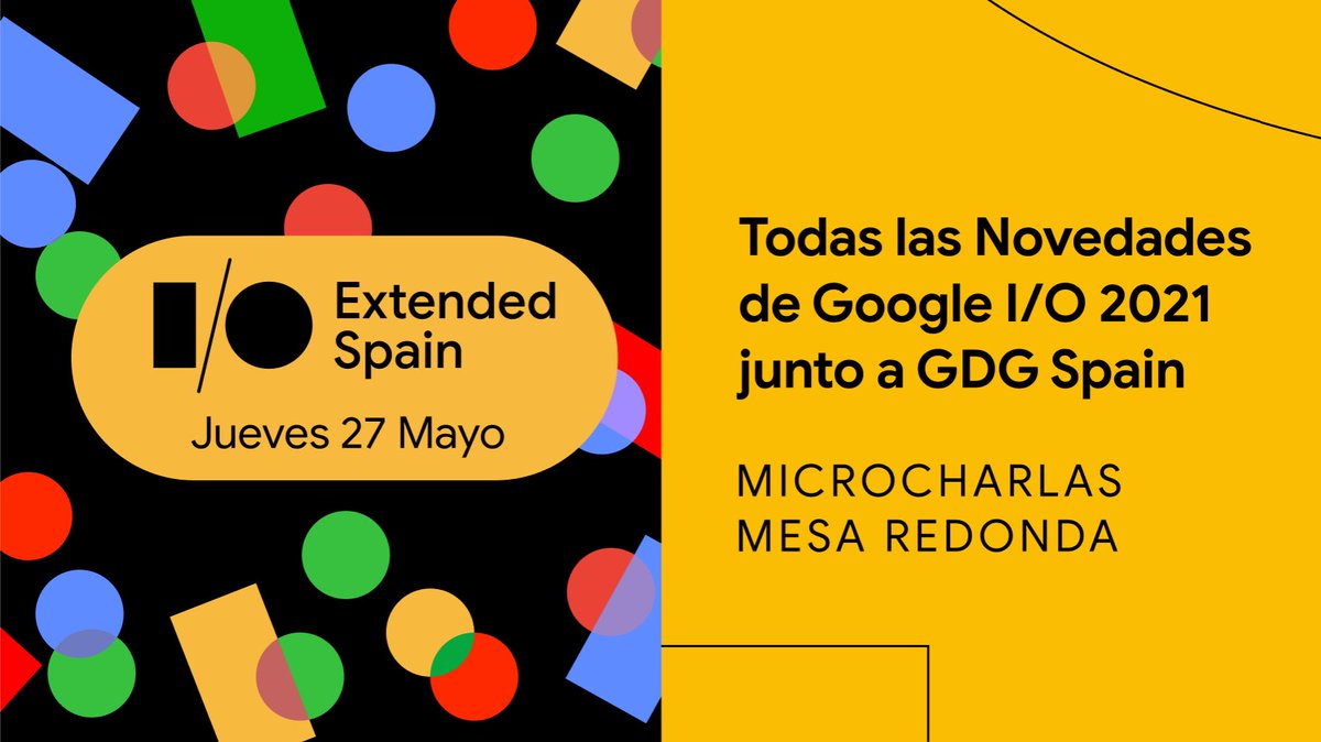 🥳 Mañana comienza #GoogleIO!

Y la próxima semana lo analizaremos en #GoogleIOSpain junto a compañeras de <a href="/GDG_ES/">GDG Spain</a> y muchos Invitad@s 

👩🏼‍🏫 Microcharlas + Mesa Redonda para ayudarte a entender las novedades

Inscríbete 👉 meetup.com/es-ES/GDG-Marb…