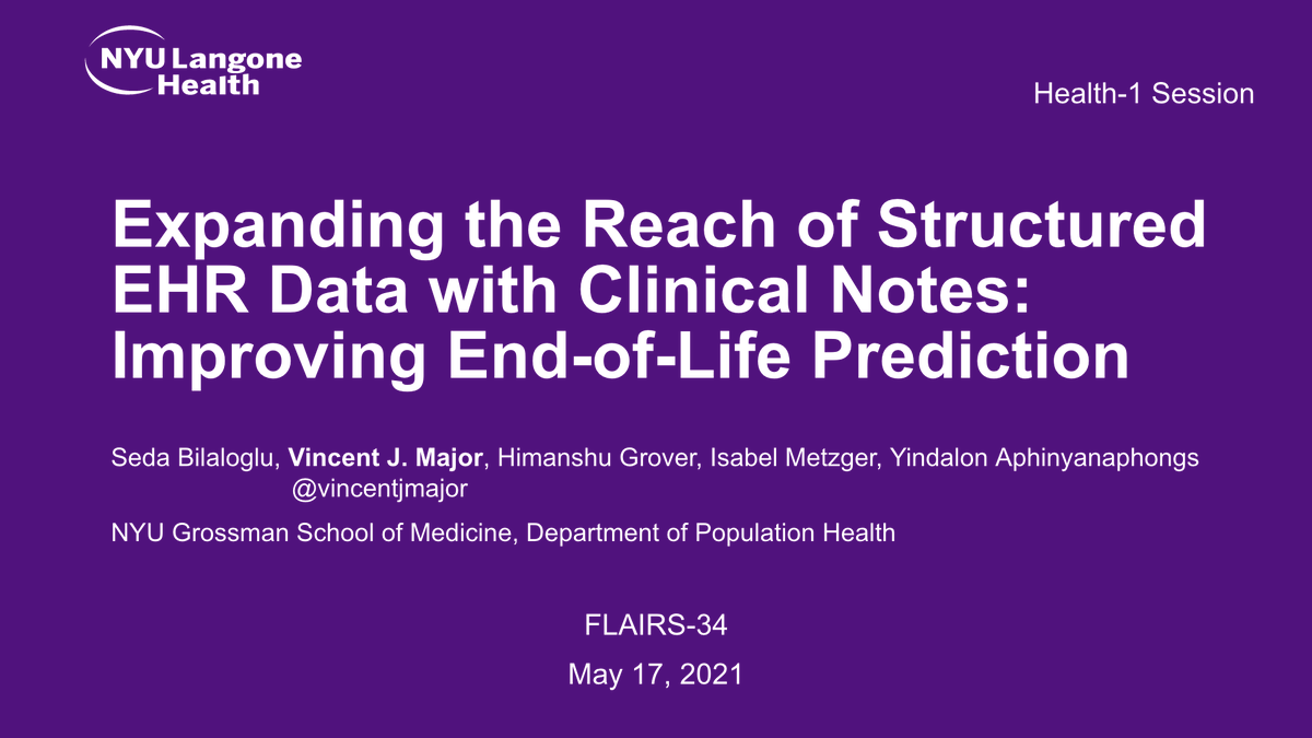 Kicking off a week of conferences by presenting in a FLAIRS-34 special track: AI in Healthcare Informatics. Paper: doi.org/10.32473/flair…