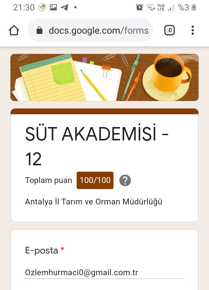 HurmacOzlem's tweet photo. @ANTALYA_TOM @gokhankaraca_ Sinav sonucum #GelecekTarımda #Sütakademisi  #sinavsonucum https://t.co/z2QUvfLQPL