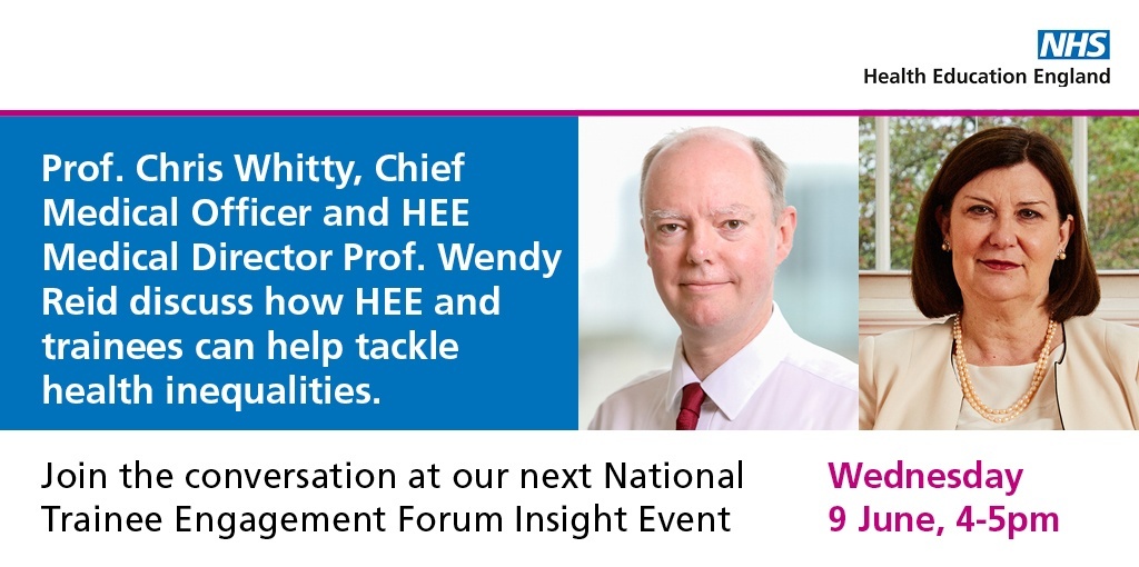 NHS England Workforce, Training and Education (@nhse_wte) on Twitter photo 📣 All trainees! Join our next NTEF Insight Event with <a href="/CMO_England/">Professor Chris Whitty</a> and Prof. Wendy Reid. Details below 👇
Got a question you want answering at the event? Use this link to submit your question 👉 orlo.uk/qFOvi
Link to webinar on the day 👉 orlo.uk/4DxhT 📣 All trainees! Join our next NTEF Insight Event with <a href="/CMO_England/">Professor Chris Whitty</a> and Prof. Wendy Reid. Details below 👇
Got a question you want answering at the event? Use this link to submit your question 👉 orlo.uk/qFOvi
Link to webinar on the day 👉 orlo.uk/4DxhT