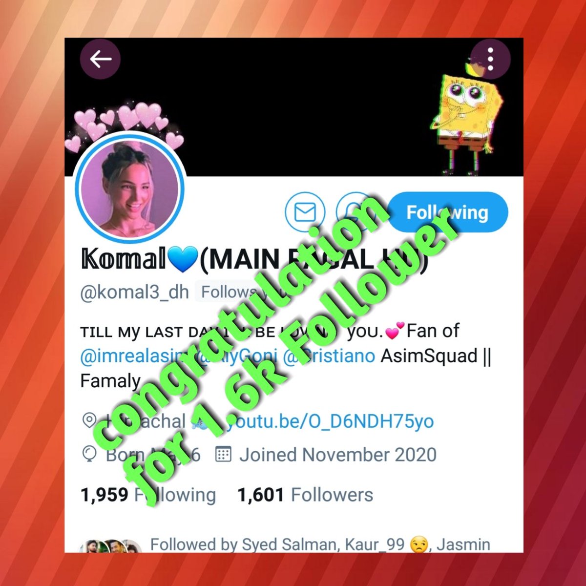 nady_asim_'s tweet photo. Congrast @komal3_dh for 1 6k Follower 🌌🔥#Komal #TeamKomal https://t.co/rBLrIAuk5p