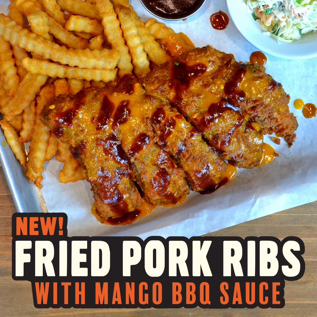 gradysbarbecue's tweet image. We're bringing you BBQ with a twist! Try our NEW Fried Pork Ribs before they're gone! Available for dine-in, takeout and delivery for a limited time.