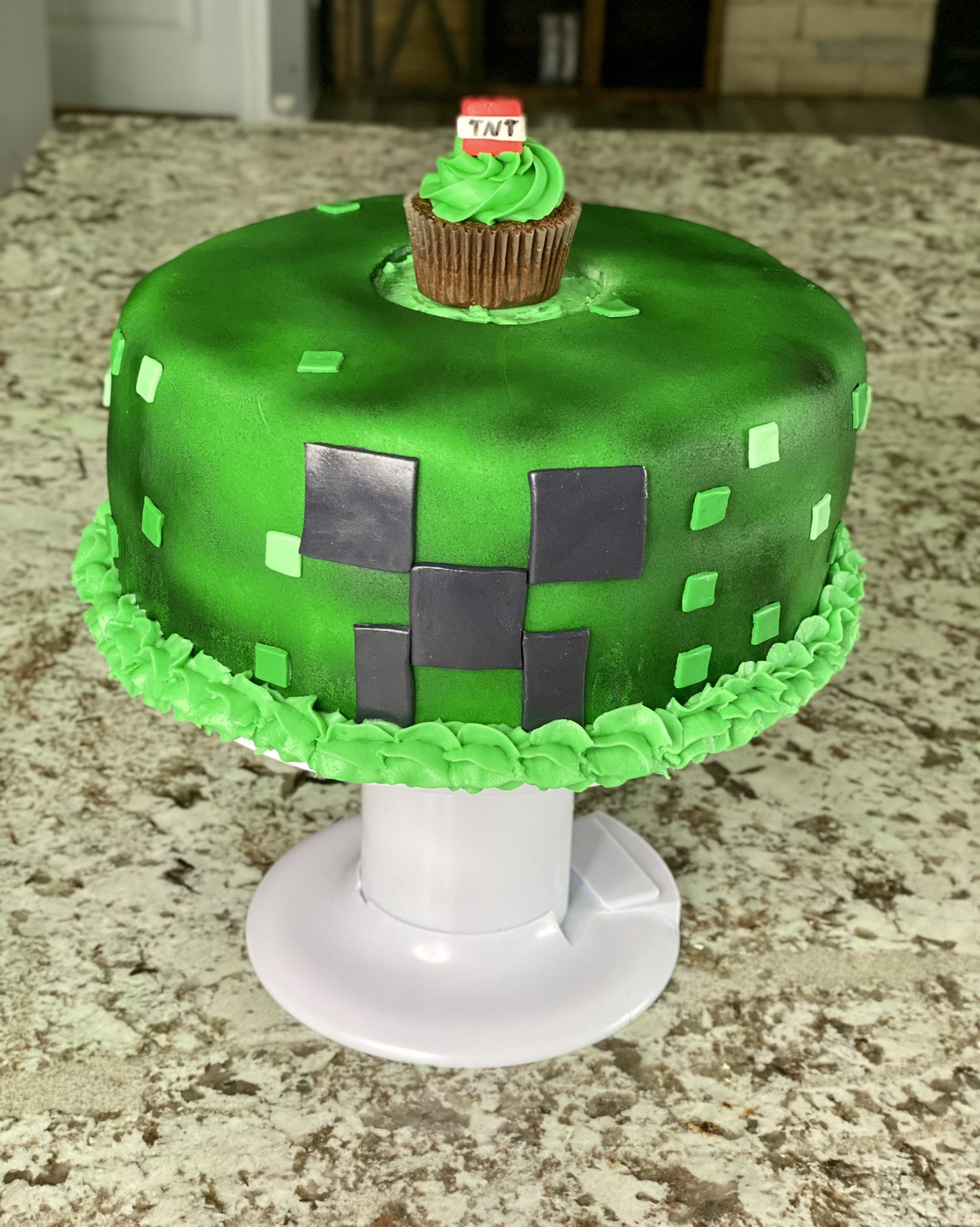creeper cake I made for my and my boyfriends birthday  rMinecraft