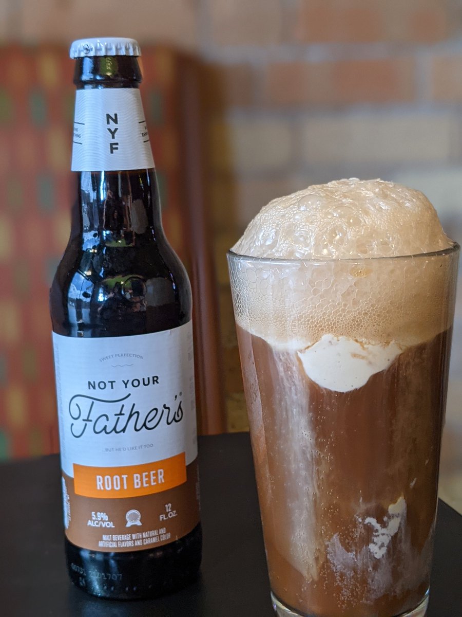 This root beer float is not like your fathers.
.
That’s right! We’re taking the classic root beer float and adding a little twist. Instead of regular root beer, we top a scoop of vanilla ice cream with a bottle of Not Your Fathers Hard Root Beer.