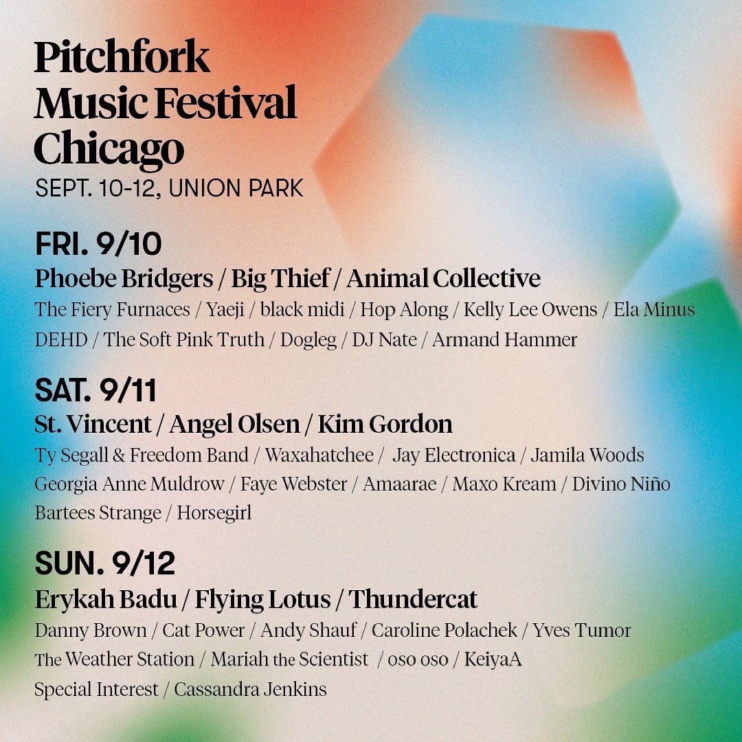 Pitchfork Music Festival drops their 2021 lineup with Phoebe Bridgers, St. Vincent, Erykah Badu and more slated to perform. Tickets now on sale!