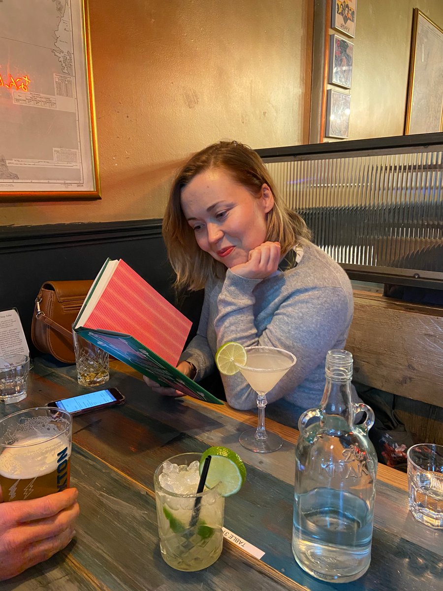 RachelNye's tweet photo. Some of our classier group members enjoy a margarita while they read. #womensprize https://t.co/shxFPFMWug