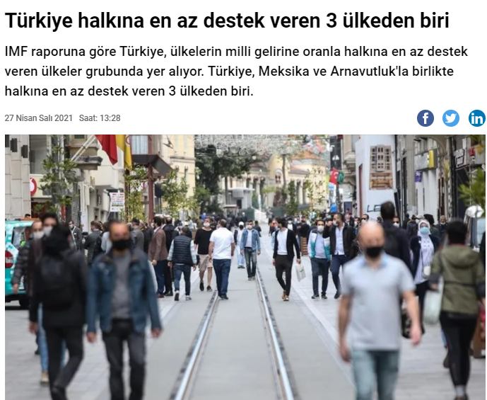 MYazar212's tweet photo. Erdoğan: "Salgın döneminde vatandaşlarına en yaygın ve etkin sosyal destek sağlayan ülkeler arasındayız"

IMF raporu: "Türkiye, Meksika ve Arnavutluk'la birlikte halkına en az destek veren 3 ülkeden biri."
#AkpMhpyeOYyok 
#kabinetoplantısı 
#CeydaYükselinKatili https://t.co/ykRSDoMty1