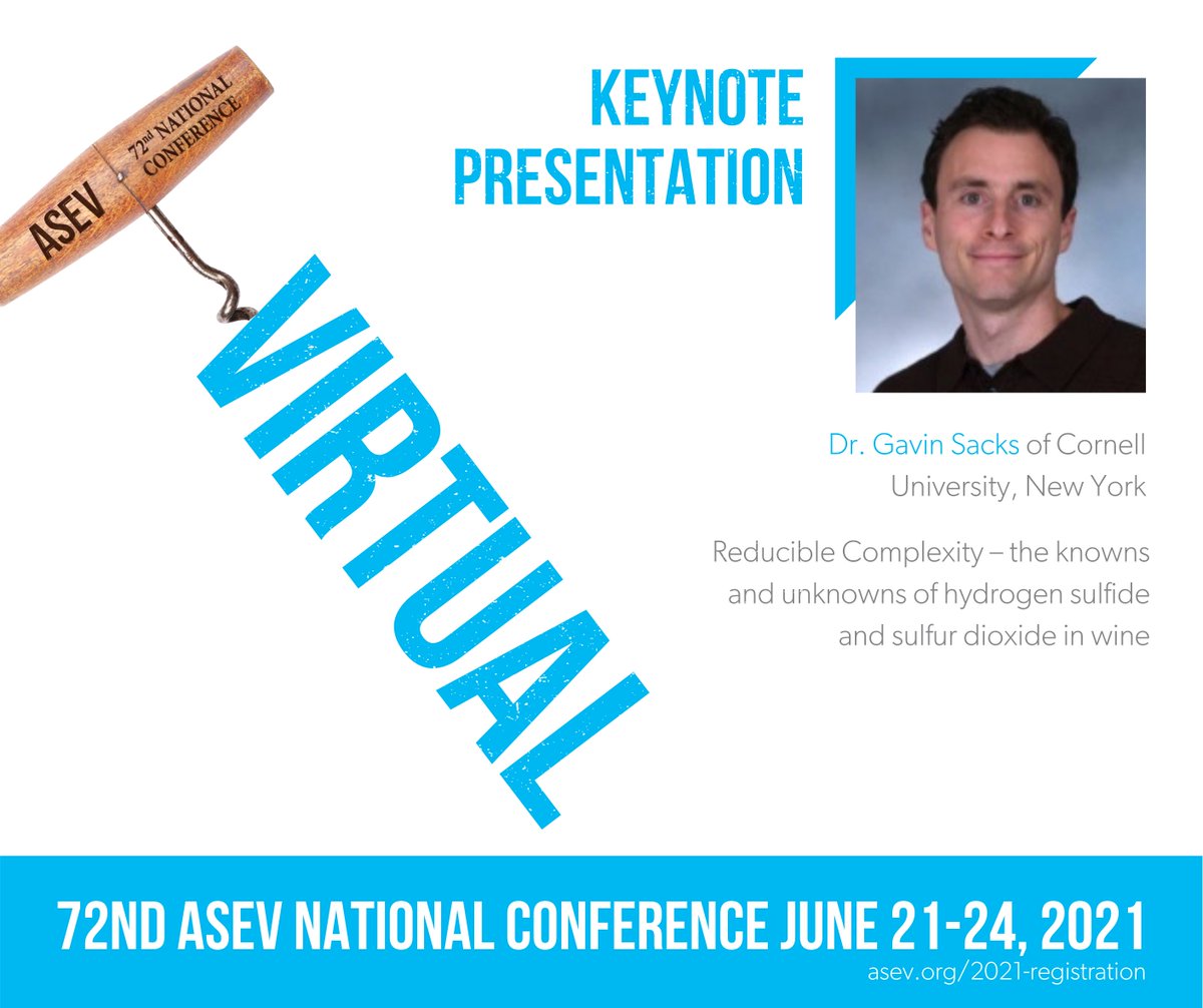 Don't miss an illuminating presentation from Dr. Gavin Sacks. Visit our website to register today! #linkinbio #asev #nationalconference #virtualconference #networking #student #professionaldevelopment #science #research #enology #viticulture #wine