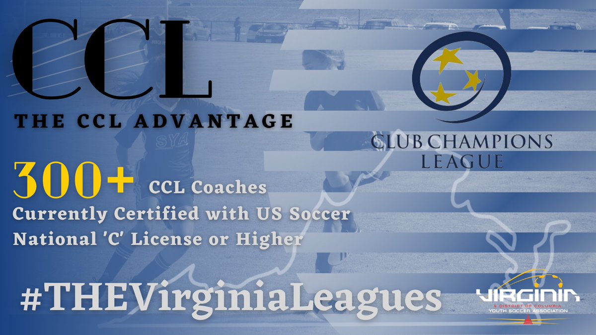 ✔️The CCL Advantage continues with 300+ CCL coaches currently certified w/ <a href="/ussoccer/">U.S. Soccer</a> National 'C' Licenses or higher!! Be part of it. #THEVirginiaLeagues

Learn more about the CCL Advantage
bit.ly/3aGYVZg ⬅️