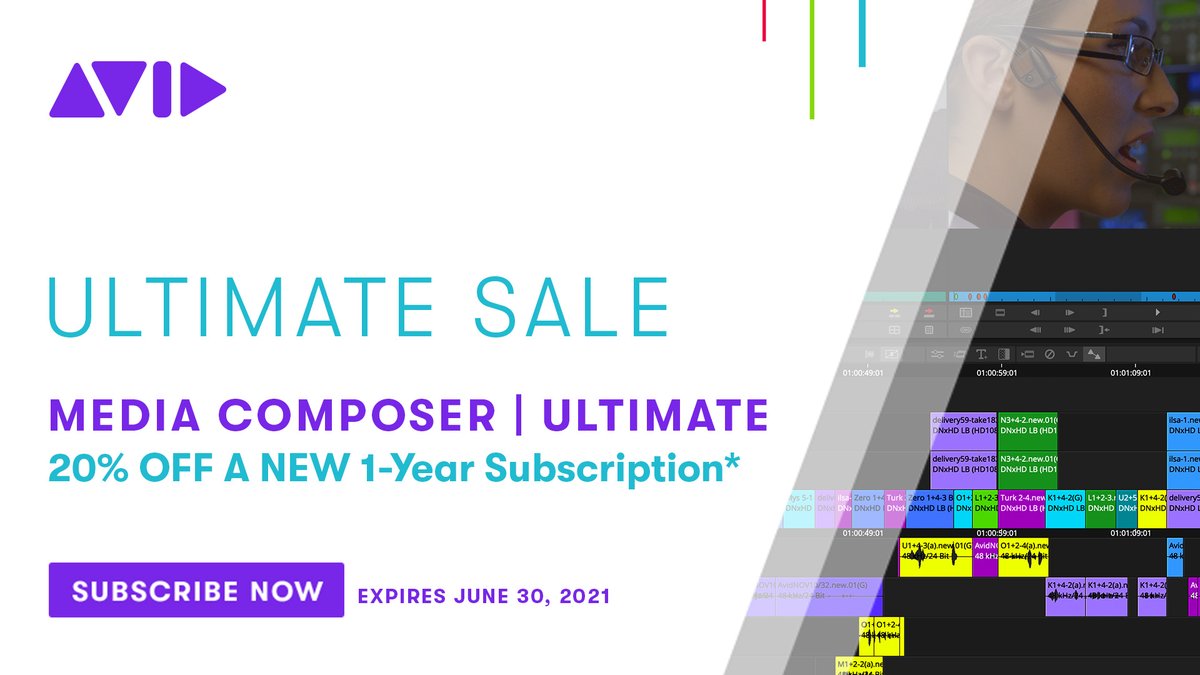 Avid's tweet photo. Invest in yourself—Save 20% on Media Composer | Ultimate 1-year subscriptions
▶️ https://t.co/4Af2V9Lmkv
#ultimatesale #mediacomposer #specialoffer #subscription #videoediting #editing #postproduction #avid https://t.co/SH6SyaOEfT