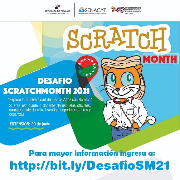 senacyt's tweet image. Aviso 📢 extendemos la fecha de participación al Desafío ScratchMonth 2021. Asume el reto y envíanos tu propuesta hasta el 30 de junio con el tema: “Explora la biodiversidad de Tierras Altas con Scratch” 💻 👨🏽💻👩🏽💻 #YoPuedoProgramar #ScratchPanamá #CodingBytes #SCRATCH