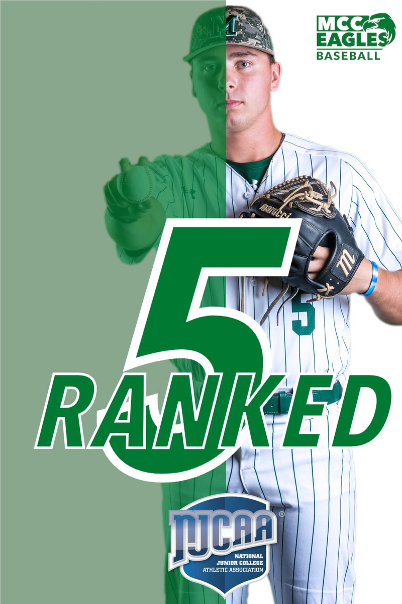 MCCEaglesSports's tweet photo. RANKED. @MCCEaglesBSB cracks the top 5 in this weeks NJCAA baseball poll. For the full list click on https://t.co/IkUoYYbjT0 https://t.co/Pk9IRS5UIq