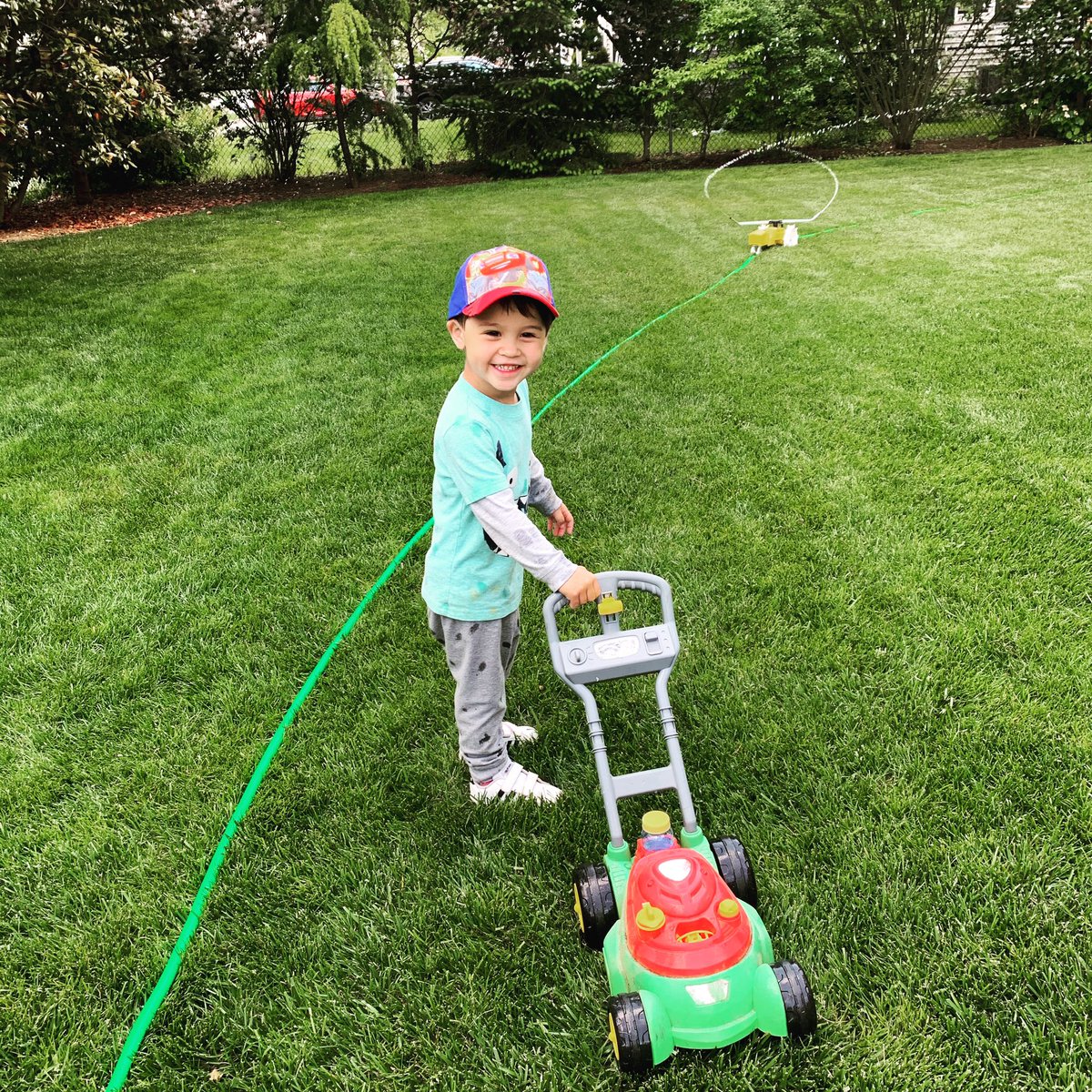 He just turned 3 and literally every day he “mows” the entire yard, finding the turf passion early?