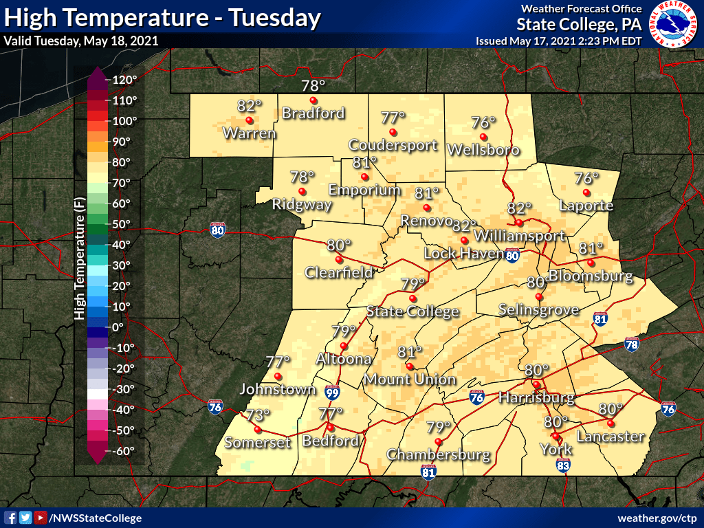NWS State College on Twitter "Clearing skies this evening will be