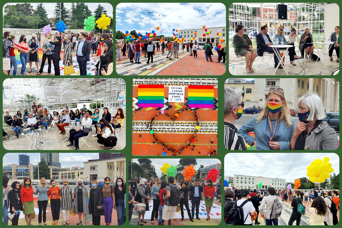 UN_Albania's tweet image. A colorful day in #Tirana this #IDAHOBIT2021. We joined 🇳🇱 @guusjeka, 🇦🇱@AvokatiPopullit Ms Erinda Ballanca; Commissioner Robert Gajda @AntiDiskriminim;  MsJutta Gützkow @COE_Tirana; @Xheni_Karaj of @Aleanca_LGBT &amp;amp; many more partners &amp;amp; friends. All together for a #fearlessfuture