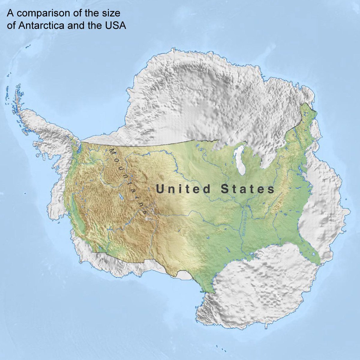 simongerman600's tweet image. Map overlays the USA on Antarctica. This puts Antarctic exploration into context, doesn't it? It's not just a little sleigh ride in the snow that gets you to the pole... Source: buff.ly/3yp4eH0