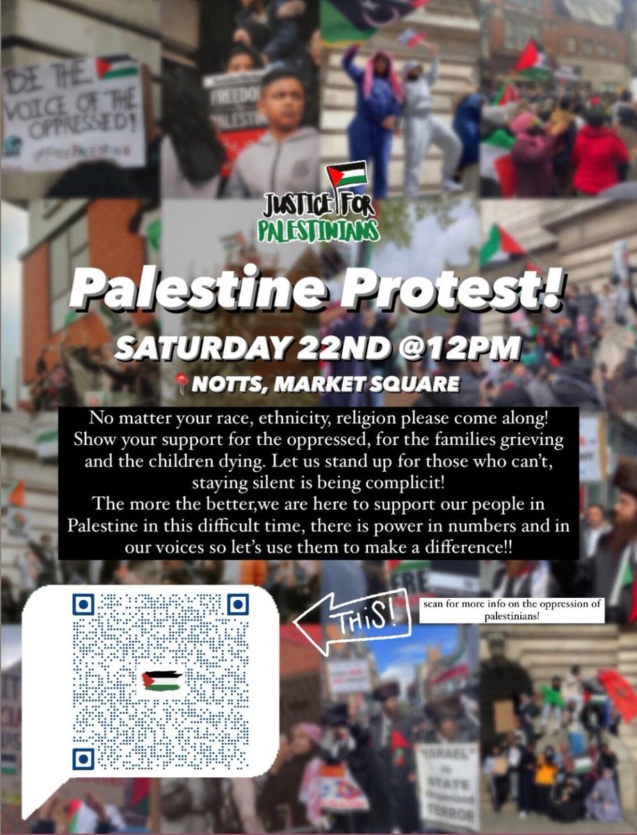 WokeTouHuMae_'s tweet photo. Please attend;bring your family and friends and spread the word.
#Nottingham #Nottinghamshire #nottinghamprotest #Nottinghamstandswithpalestine #PalestineBleeding #IsraelStopPlayingVictim #IsraeliTerrorism #EastMidlands #PalestineSolidarity #GazaUnderAttak #SaveSheikhJarrahh https://t.co/7drQTCT3sf