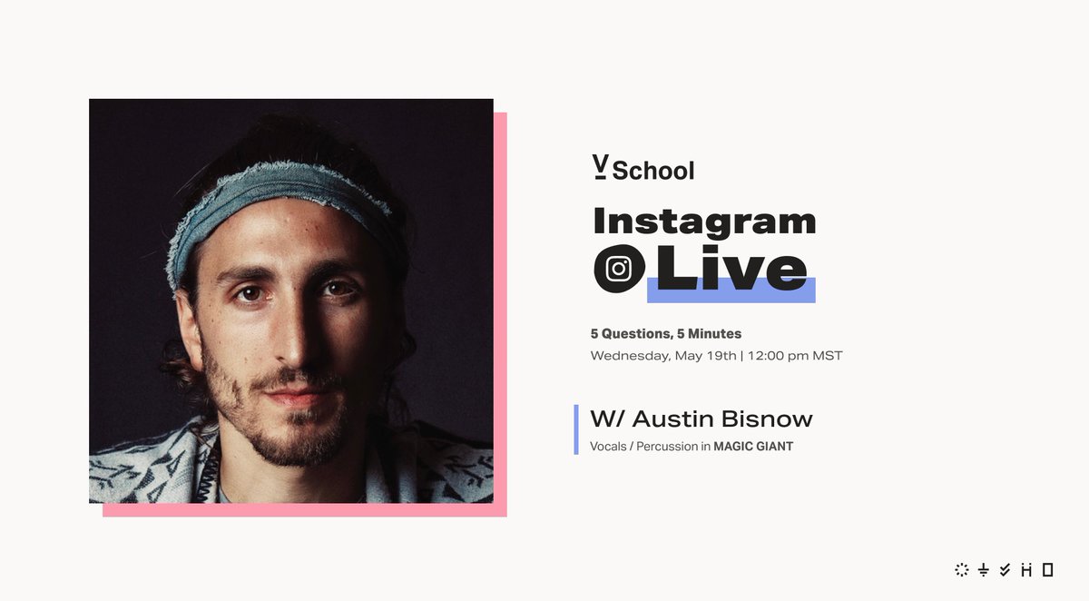 vschool_'s tweet photo. The energy, passion and pure magic of Rock Band @magicgiant is unmatched in modern music. ๐๐ฎโก๏ธ
Frontman @austinbis
takes us to church โจ โช๏ธ โจ this Wed on our Instagram LIVE!
Join us for 5 Qโs, 5 Min
May 19th 12pm MST
#magicgiant #austinbisnow #vschool #indie #100daysofcode https://t.co/vN7BUraFcR