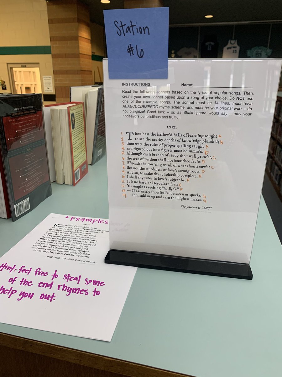 EmilyWilsonMCPS's tweet photo. It may be close to the end of the school year, but we are still rockin’ and rollin’ in the library. Last week, Ms. Currier’s classes were in making fun poetry and I can’t wait to continue poetry this week with Mrs. Jones’s classes. 🙌 #AlwaysLearning #LibraryLife #WPHSlibrary https://t.co/PXlMVSrxpk