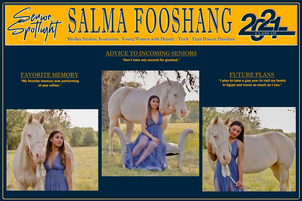 Congratulations Salma on all your accomplishments! Have such a good time in Egypt and best of luck as you move forward in your life and career path! 

#STPSeniorsRise
#SeniorSpotlight
#Senior2021