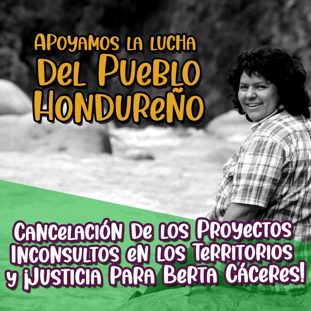 Este #17deMayo acompañamos la lucha del pueblo hondureño por #JusticiaParaBerta y para exigir la anulación de los megaproyectos que tanto daño están provocando a los pueblos en #Honduras. 

#CancelacionProyectosInconsultos

@COPINHHONDURAS @movca2m