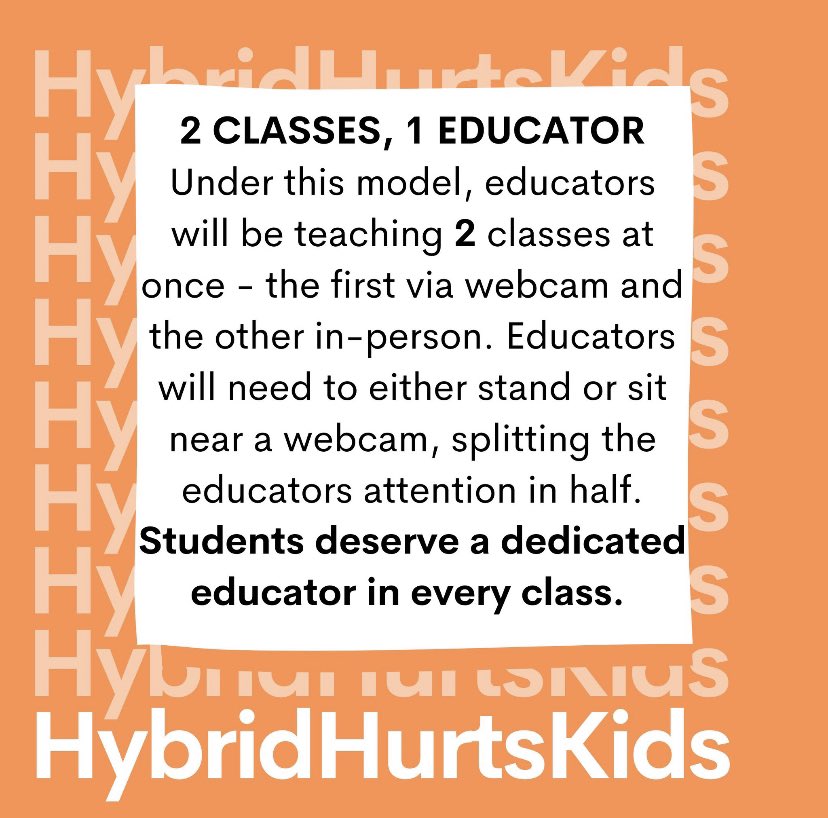 This week @PeelSchools is making an important decision about our next school year. Our students deserve more than having their educators attention split between two classes at a time. #NOtoHybrid #HybridHurtsKids #PeelStrongerTogether