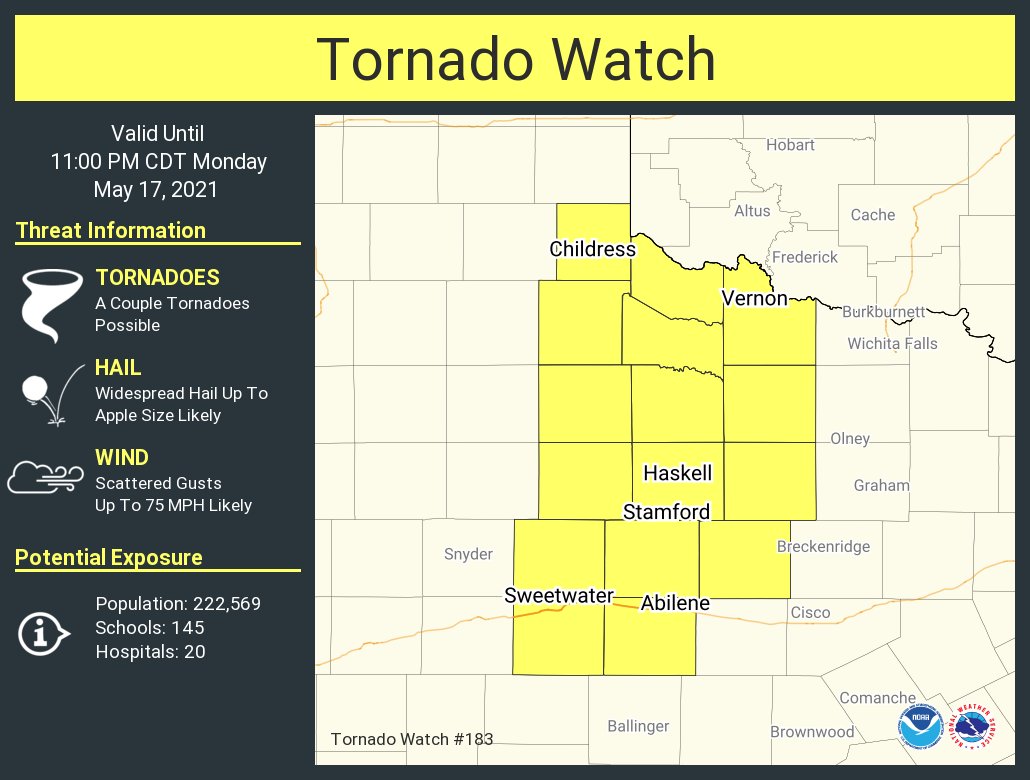 NWStornado's tweet photo. A tornado watch has been issued for parts of Texas until 11 PM CDT https://t.co/8yKdrvErUC