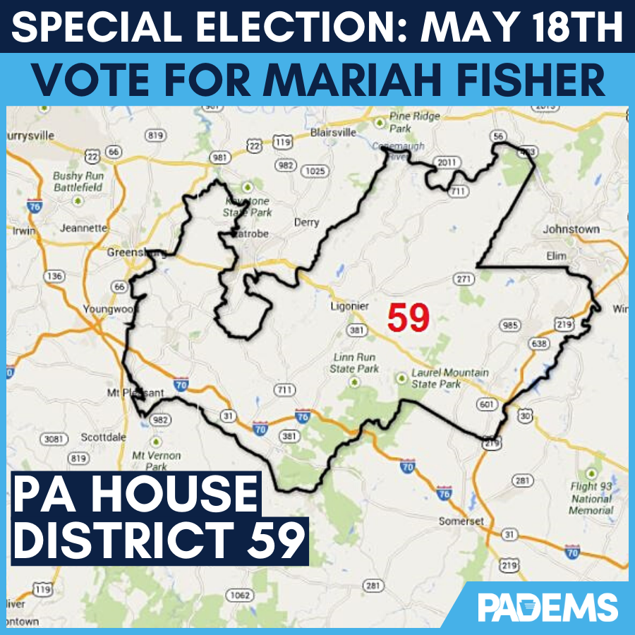 PADemParty's tweet photo. In addition to tomorrow's regularly scheduled primaries, there are four special elections in/around:
📍 Scranton / Tobihanna
📍 Lebanon / Middletown
📍 Kitanning / Olivet
📍 Ligonier / Greensburg

Anyone — not just registered Dems — can vote to send our candidates to Harrisburg! https://t.co/qR1ednNnkw