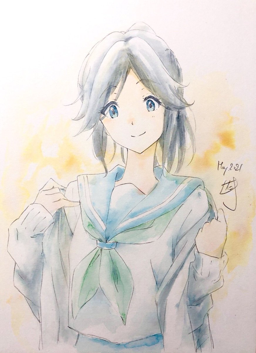 傘木希美 「夏服、準備オッケー_φ(‾∇‾* ) 」|仁井学 NII Manabuのイラスト